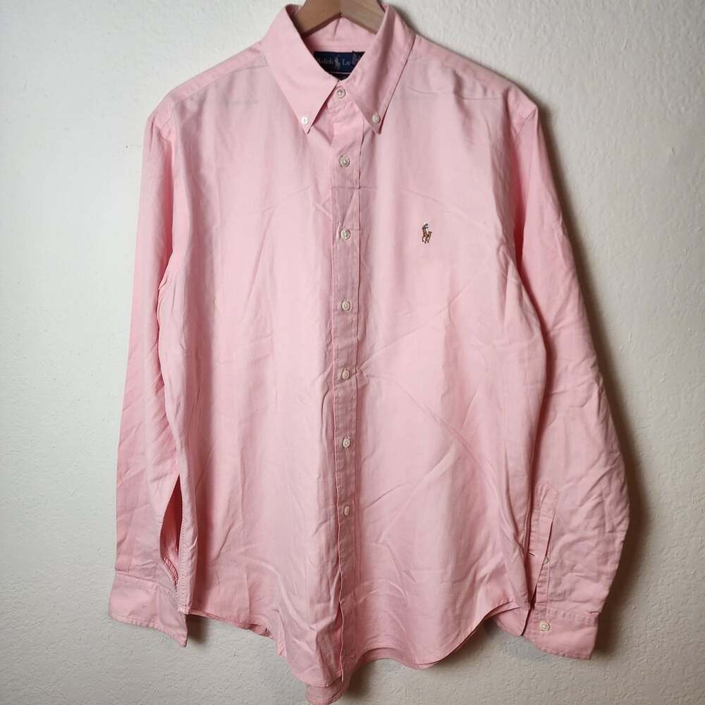 Ralph Lauren Shirt Mens Large Pink Long Sleeve Button Down Cotton Pony Logo